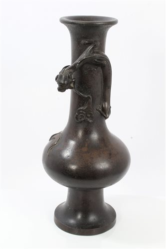 Lot 781 - Antique Chinese bronze vase with coiling...