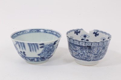 Lot 113 - Two Chinese blue and white saucers, Kangxi, and various 18th century Chinese tea bowls