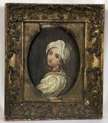Lot 258 - After Guido Reni, oil on panel - portrait of Beatrice Cenci, 17cm x 13cm, in gilt frame