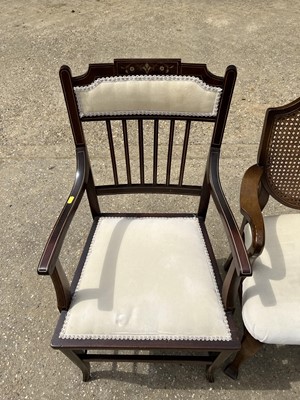Lot 74 - Edwardian mahogany and inlaid open armchair and another