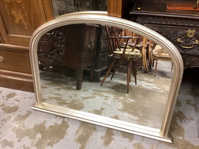 Lot 1351 - Silvered arched overmantel mirror