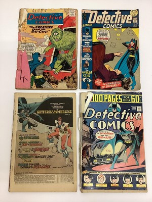 Lot 105 - Quantity of DC Comics, mostly 1970's Detective Comics Batman to include 1961 Detective Comics "The creature from the Bat-cave"in poor condition.