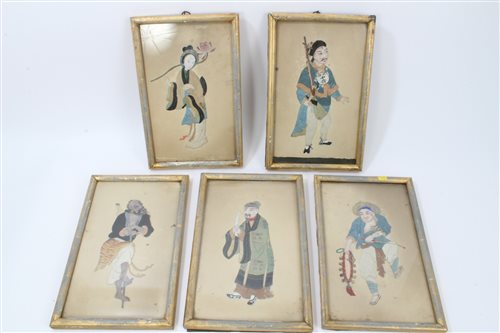 Lot 788 - Set of five 19th century Chinese painted...