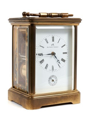 Lot 656 - Mathew Norman repeating carriage clock in case with paperwork and key