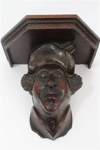 Lot 794 - 19th century or earlier carved oak figural...