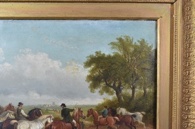 Lot 1275 - Edward Robert Smythe (1810-1899) oil on canvas - Going to the Horse Fair, signed, inscribed verso, 30cm x 45cm, in gilt frame