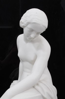 Lot 123 - Minton Parian figure of Resignation, after W. Calder Marshall, impressed and inscribed marks, 35cm high