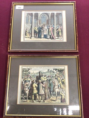 Lot 885 - Hadleigh interest: Pair of 18th century hand coloured engravings by T. Bowles 1732