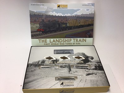 Lot 77 - Graham Farish N gauge Train Pack 'The Landship Train' Special Commerative edition including Midland Railway Class 4F tender locomotive 3848 and three war department bogie bolster wagons with covere...