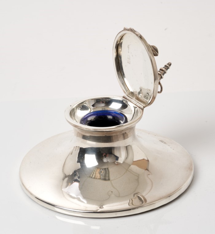 Lot 279 - Of Naval interest, silver capstan inkwell