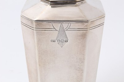 Lot 282 - 1930s Art Deco Silver sugar castor of angular form, (Sheffield 1938), 11.6cm and Art Deco Silver goblet, (Birmingham 1946) (2)