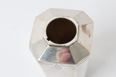 Lot 282 - 1930s Art Deco Silver sugar castor of angular form, (Sheffield 1938), 11.6cm and Art Deco Silver goblet, (Birmingham 1946) (2)
