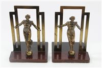 Lot 798 - Pair of Art Deco bronze bookends, each with...
