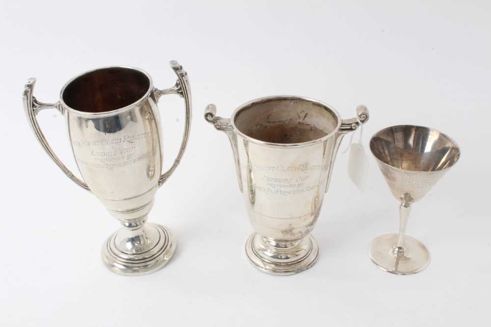 Lot 292 - Three Art Deco 1940s silver Bhopal Yacht Club Regatta trophies, English marks approx.20ozs (3)