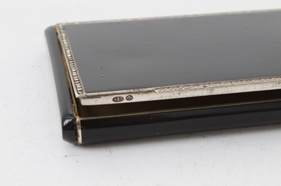 Lot 297 - Art Deco silver (925), enamel and black onyx cigarette case with marcasite decoration 8.4 x 5.4cm