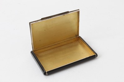Lot 297 - Art Deco silver (925), enamel and black onyx cigarette case with marcasite decoration 8.4 x 5.4cm