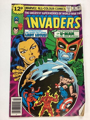 Lot 163 - Group of Marvel comics Invaders (1975 to 1979) Complete run from issue 3 - 41. Missing issues 1 and 2. Mainly English  
price variants. (39)