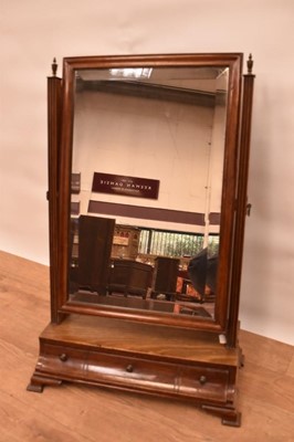 Lot 1403 - Mid-18th century mahogany dressing table mirror with drawers to base