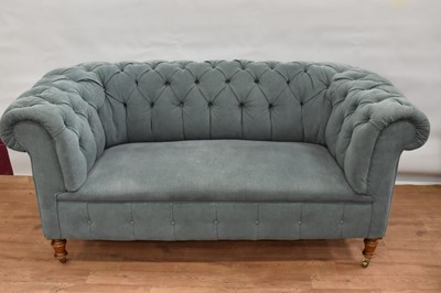 Lot 1435 - Victorian teal coloured button upholstered chesterfield sofa