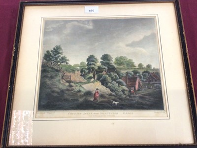 Lot 876 - Pair of late 18th century hand-coloured aquatints by F. Jukes after W. R. Bigg - Cottage Scene near Colchester, published 1797, 27cm x 31cm