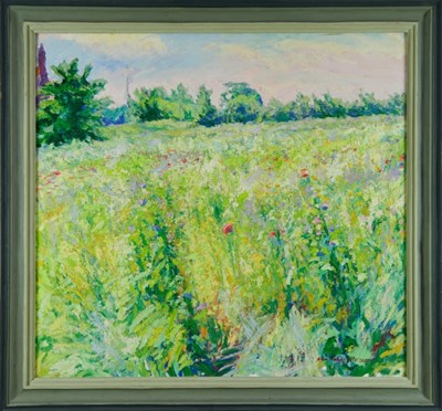 Lot 1283 - Don Inkersole (b.1946) oil on canvas - Summer Field, signed and dated 2000, 84cm x 93cm, in painted frame