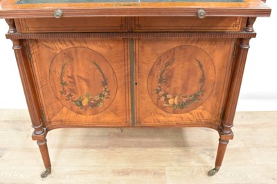 Lot 1413 - Fine quality Edwardian satinwood and polychrome painted bonheur du jour