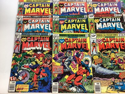 Lot 118 - Group of Marvel comics Captain Marvel (1972 -1979) to include issue 29, Thanos cameo. Together with Marvel spotlight on Captain Marvel (1979) issue 1-4. English and American price variants. Approxi...