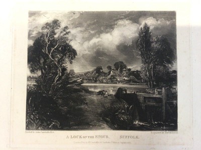 Lot 878 - David Lucas after John Constable, mezzotint, A lock on the Stour, published 1831, image 14 x 17cm