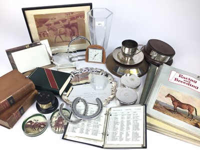 Lot 911 - Collection of racing memorabilia relating to Julie Cecil (1942-2022) and her father, Sir Noel Murless (1910-1987) to include trophies, Tiffany glass vase presented by Goodwood racecourse, 1979 Tatt...