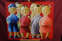 Lot 818 - Li Yaolin (b. 1959), oil on canvas - group of...