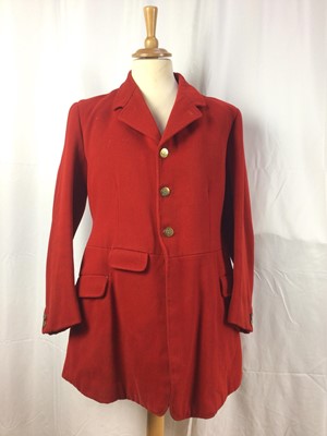 Lot 930 - Gentleman's red hunt coat with brass Essex Hunt buttons