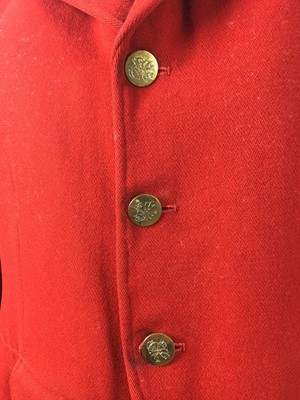 Lot 930 - Gentleman's red hunt coat with brass Essex Hunt buttons