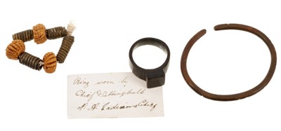 Lot 794 - Carved horn ring purporting to have been the property of Chief Sitting Bull
