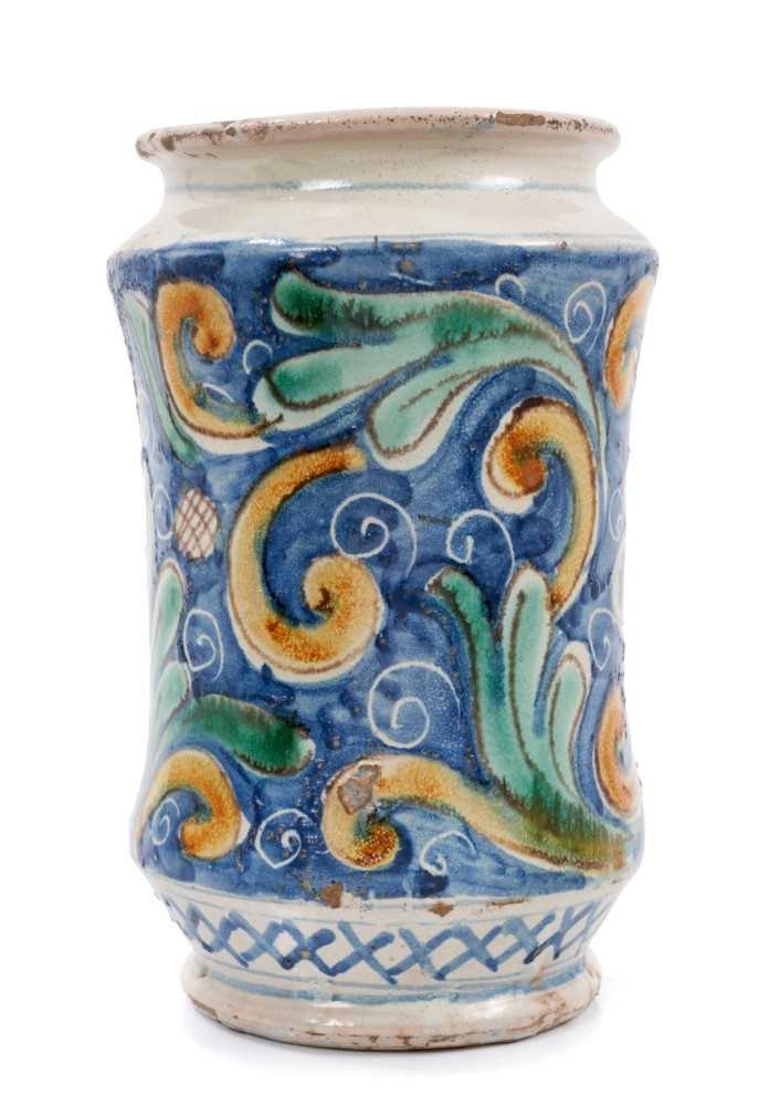 Lot 127 - 17th century Sicilian majolica drug jar