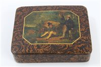 Lot 820 - Regency papier mâché snuff box painted with...