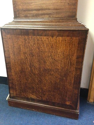 Lot 676 - Victorian eight-day longcase clock with arched painted dial with landscape to arch in broad mahogany case with swan neck pediment. 126cm high, pendulum and two weights present