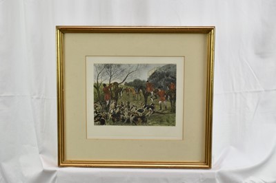 Lot 1025 - Collection of assorted sporting prints to include Will Garfit signed print, trio of hand coloured hunting engravings and others, each framed and glazed (9)