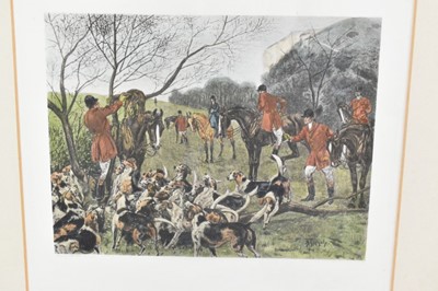 Lot 1025 - Collection of assorted sporting prints to include Will Garfit signed print, trio of hand coloured hunting engravings and others, each framed and glazed (9)