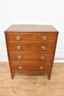 Lot 1462 - Regency cherrywood chest of drawers, of small size, with four graduated drawers on splayed bracket feet, 68cm wide x 42cm deep x 84cm high