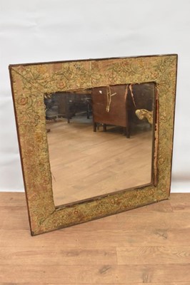 Lot 1471 - Antique wall mirror with early stumpwork tapestry covered frame, 67 x 75cm