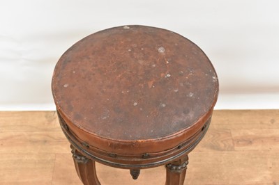 Lot 1478 - Unusual Victorian mahogany piano stool, with revolving rising leather upholstered seat on chamfered shaped and beaded supports