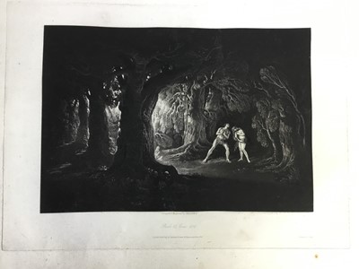 Lot 120 - John Martin (1789-1854) four mezzotints, scenes from Paradise Lost, published 1823, including Satan presiding at the internal council, Adam hearing the voice of the almighty, The conf...