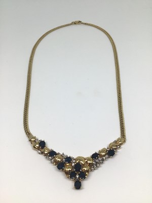 Lot 12 - 18ct gold sapphire and diamond necklace