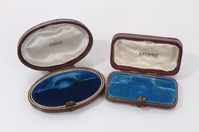 Lot 568 - Two antique leather jewellery boxes for brooches by C. Fabergé (2)