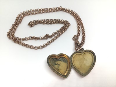 Lot 15 - 9ct rose gold heart locket on a 9ct rose gold belcher link chain