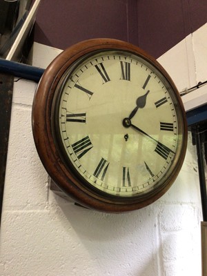 Lot 341 - 19th century wall dial with circular painted dial, in mahogany case