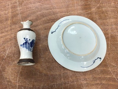 Lot 79 - 18th century Chinese blue and white export porcelain plate, and a 19th century Chinese blue and white vase (2)