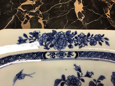 Lot 142 - 18th century Chinese blue and white porcelain platter, decorated with two deer in a landscape, 36cm wide