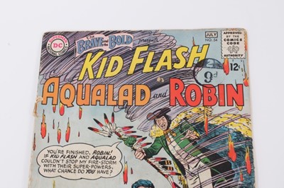 Lot 186 - DC Comics, 1964 The Brave and the Bold Presents Kid Flash, Aqualad and Robin #54. First appearance of Teen Titans. Priced 12 cent