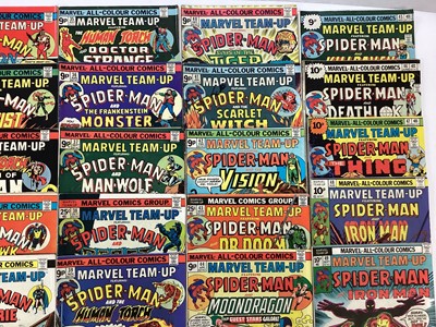 Lot 130 - Large group of Marvel Comics Marvel team-up. (1974 to 1985) English and American price variants. Approximately 75 comics to include annuals.